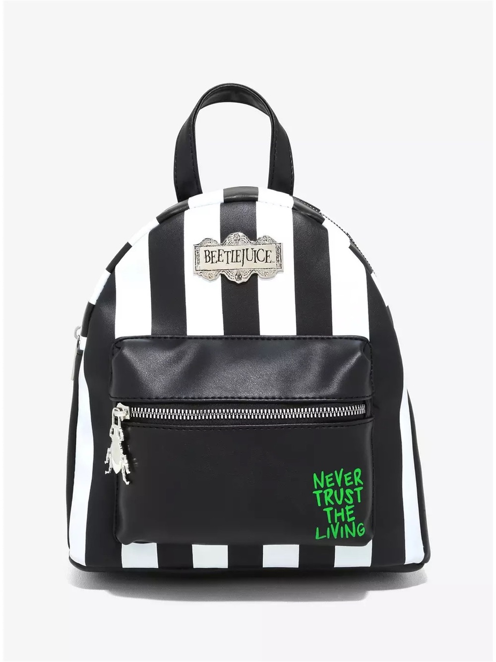 Beetlejuice Black & White Striped Mini Backpack